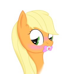 Size: 750x750 | Tagged: safe, artist:ricktin, applejack, g4, blushing, pacifier