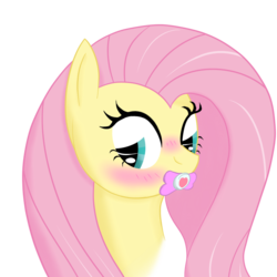 Size: 750x750 | Tagged: safe, artist:ricktin, fluttershy, g4, blushing, pacifier