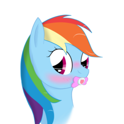 Size: 750x750 | Tagged: safe, artist:ricktin, rainbow dash, g4, blushing, pacifier