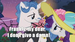 Size: 1280x720 | Tagged: safe, edit, edited screencap, screencap, fancypants, rarity, pony, unicorn, g4, sweet and elite, caption, gone with the wind, movie quote, movie reference
