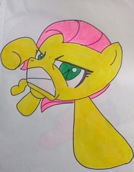 Size: 787x1014 | Tagged: safe, artist:janob23, fluttershy, smile hd, g4, angry, female, solo, traditional art