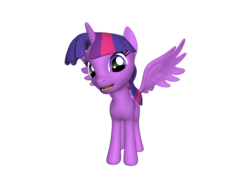 Size: 1200x900 | Tagged: safe, twilight sparkle, alicorn, pony, ponylumen, g4, 3d, adorkable, cute, dork, female, happy, looking at you, mare, smiling, solo, spread wings, twilight sparkle (alicorn)