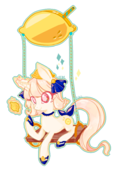 Size: 560x860 | Tagged: safe, artist:lemonheart, oc, oc only, oc:lemon-ade, lemon, solo, swing