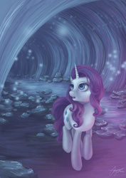 Size: 2480x3508 | Tagged: safe, artist:katyand, rarity, pony, unicorn, g4, cave, female, high res, solo