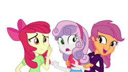 Size: 1920x1080 | Tagged: dead source, safe, artist:avisola, apple bloom, scootaloo, sweetie belle, human, equestria girls, g4, cutie mark crusaders, female, older, simple background, transparent background, trio, trio female, vector