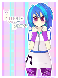 Size: 750x1003 | Tagged: safe, artist:riouku, dj pon-3, vinyl scratch, human, equestria girls, g4, music to my ears, blushing, cute, female, smiling, solo, vinylbetes