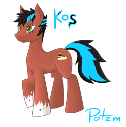 Size: 2471x2490 | Tagged: safe, artist:potzm, oc, oc only, oc:kos, earth pony, pony, high res, mascot, simple background, solo, transparent background