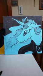 Size: 576x1024 | Tagged: safe, artist:postitpony, princess luna, everfree northwest, g4, crying, female, solo, sticky note, traditional art