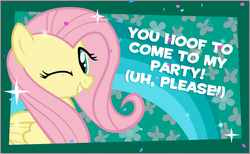 Size: 800x493 | Tagged: safe, fluttershy, g4, my little pony friendship celebration cutie mark magic, female, pun, solo, wink