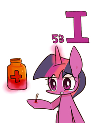 Size: 800x1000 | Tagged: safe, artist:joycall6, part of a set, twilight sparkle, alicorn, pony, series:joycall6's periodic table, g4, chemistry, crying, cut, eye clipping through hair, female, injured, iodine, mare, open mouth, periodic table, solo, teary eyes, twilight sparkle (alicorn)