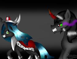 Size: 1300x1000 | Tagged: safe, artist:terezas474747, king sombra, queen chrysalis, g4