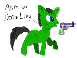 Size: 1024x768 | Tagged: safe, oc, oc only, oc:derek the metagamer, pony, unicorn, colt, magic, male, solo, toy gun