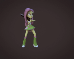 Size: 720x576 | Tagged: safe, artist:creatorofpony, artist:dsmt, fluttershy, equestria girls, g4, 3d, animated, auron's sword, badass, blender, boots, clothes, female, final fantasy, final fantasy x, flutterbadass, shoes, skirt, solo, sword, weapon