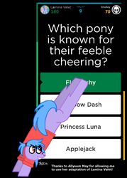 Size: 1292x1808 | Tagged: safe, artist:flowerhorse, oc, oc only, oc:lamina valet, earth pony, pony, blank flank, bucking, quizup, solo