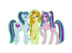 Size: 1024x745 | Tagged: safe, artist:samradizdarevic, adagio dazzle, aria blaze, sonata dusk, earth pony, pony, g4, female, mare, ponified, simple background, the dazzlings, transparent background