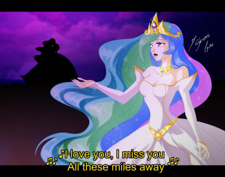 Safe Artist Shinta Girl Princess Celestia Human Lullaby For A Princess Humanized Singing Derpibooru
