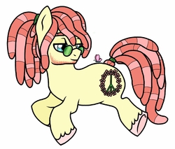 Size: 849x722 | Tagged: safe, artist:unoriginai, oc, oc only, oc:flower child, butterfly, dreadlocks, hippie, magical lesbian spawn, offspring, parent:fluttershy, parent:tree hugger, parents:flutterhugger, solo, story included