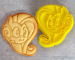 Size: 1000x800 | Tagged: safe, artist:crimson-mane, fluttershy, g4, make new friends but keep discord, :i, cookie, cookie cutter, food art, photo, scrunchy face, we bought two cakes