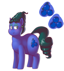 Size: 664x735 | Tagged: safe, artist:secretgoombaman12345, oc, oc only, oc:berry bloater, earth pony, hybrid, pony, blueberry, leafy hair, story in the source