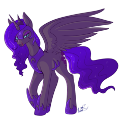 Size: 663x643 | Tagged: safe, artist:lulubell, nightmare moon, g4, blood, female, nosebleed, simple background, solo, transparent background