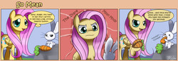 Size: 1400x489 | Tagged: safe, artist:solar-slash, angel bunny, fluttershy, g4, artifact, carrot, comic, flutterbitch, out of character, the stare