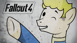 Size: 1920x1080 | Tagged: safe, artist:shurtugalron, pony, fallout equestria, crossover, fallout, fallout 4, ponified, poster, vault boy, vector, wallpaper