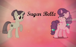 Size: 1680x1050 | Tagged: safe, artist:sugarcloud12, sugar belle, pony, unicorn, g4, equalized, female, mare, raised hoof, self ponidox, smiling, vector, wallpaper