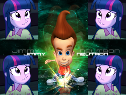 Size: 1596x1200 | Tagged: safe, edit, screencap, twilight sparkle, equestria girls, g4, my little pony equestria girls: rainbow rocks, clothes, crossover, cute, jimmy neutron, looking at you, pajamas, smirk, the adventures of jimmy neutron: boy genius, twilight sparkle (alicorn), wallpaper