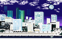 Size: 2560x1600 | Tagged: safe, artist:krelez, barely pony related, city, moon, night, pixel art, scenery, skyscraper