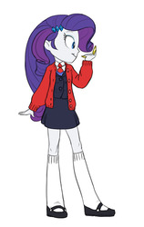 Size: 600x950 | Tagged: safe, artist:carnifex, rarity, equestria girls, g4, clothes, female, makeup, necktie, school uniform, schoolgirl, solo, uniform