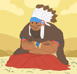 Size: 837x800 | Tagged: safe, artist:carnifex, chief thunderhooves, human, g4, beard, blanket, desert, humanized, solo