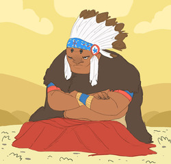 Size: 837x800 | Tagged: safe, artist:carnifex, chief thunderhooves, human, g4, blanket, desert, humanized, solo