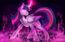 Size: 1280x840 | Tagged: safe, artist:kittyisawolf, twilight sparkle, alicorn, pony, g4, female, magic, mare, solo, twilight sparkle (alicorn)