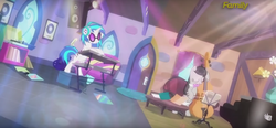 Size: 1366x635 | Tagged: safe, screencap, dj pon-3, octavia melody, vinyl scratch, g4, slice of life (episode), remix, vinyl and octavia's home