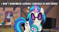 Size: 926x506 | Tagged: safe, edit, edited screencap, screencap, dj pon-3, octavia melody, vinyl scratch, earth pony, pony, unicorn, g4, season 5, slice of life (episode), bipedal, caption, cello, female, image macro, mare, meme, musical instrument, text, vinyl and octavia's home