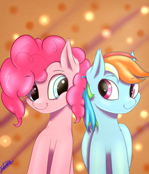 Size: 3543x4133 | Tagged: safe, artist:elzzombie, pinkie pie, rainbow dash, g4, female, lesbian, ship:pinkiedash, shipping