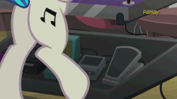 Size: 1280x720 | Tagged: safe, screencap, dj pon-3, vinyl scratch, pony, unicorn, g4, slice of life (episode), animated, butt, dj boot-3, effect pedal, effects pedal, female, hooves, mare, pedal, pedal pump, pedaling, plot, vinyl ass, wah-wah pedal
