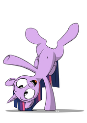 Size: 2894x4093 | Tagged: safe, artist:candylux, twilight sparkle, alicorn, pony, g4, belly button, female, handstand, mare, solo, twilight sparkle (alicorn), upside down