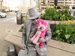 Size: 4608x3456 | Tagged: safe, artist:template93, pinkie pie, human, g4, chicago, irl, irl human, photo, plushie, ponies around the world, silver man