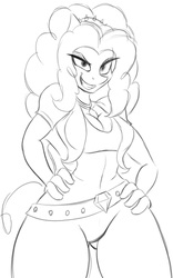 Size: 958x1536 | Tagged: safe, artist:lil miss jay, adagio dazzle, anthro, equestria girls, g4, cleavage, clothes, equestria girls outfit, female, monochrome, solo