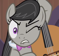 Size: 451x430 | Tagged: safe, screencap, octavia melody, g4, season 5, slice of life (episode), cello, musical instrument, one eye closed, solo