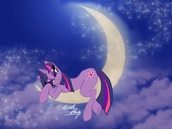 Size: 2960x2220 | Tagged: safe, artist:trinity-angel777, twilight sparkle, g4, female, high res, moon, solo, tangible heavenly object