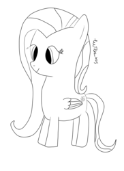 Size: 5100x7015 | Tagged: safe, artist:elusive, fluttershy, g4, absurd resolution, female, lineart, monochrome, solo