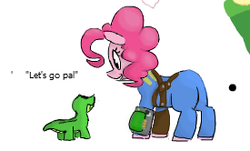 Size: 275x166 | Tagged: safe, artist:hattsy, gummy, pinkie pie, g4, fallout, fallout 4, flockmod, picture for breezies