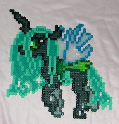 Size: 800x832 | Tagged: safe, artist:bladespark, queen chrysalis, changeling, changeling queen, g4, craft, female, irl, perler beads, photo, solo