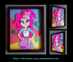 Size: 1325x1132 | Tagged: safe, artist:the-paper-pony, pinkie pie, equestria girls, g4, craft, duality, female, filly, filly pinkie pie, irl, photo, shadowbox, solo, square crossover