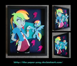 Size: 1325x1132 | Tagged: safe, artist:the-paper-pony, rainbow dash, equestria girls, g4, craft, duality, female, filly, filly rainbow dash, irl, photo, shadowbox, solo, square crossover