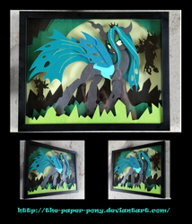 Size: 1061x1240 | Tagged: safe, artist:the-paper-pony, queen chrysalis, changeling, g4, craft, irl, photo, shadowbox