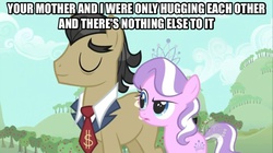 Size: 926x517 | Tagged: safe, edit, edited screencap, screencap, diamond tiara, filthy rich, earth pony, pony, g4, caption, female, filly, image macro, implied sex, male, meme, stallion