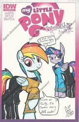 Size: 1205x1874 | Tagged: safe, artist:ponygoddess, rainbow dash, twilight sparkle, alicorn, pegasus, pony, g4, clothes, cosplay, cover, duo, female, hilarious in hindsight, james t kirk, mare, rainbow kirk, spock, star trek, star trek (tos), twilight sparkle (alicorn), twilight spockle, uniform, watermark